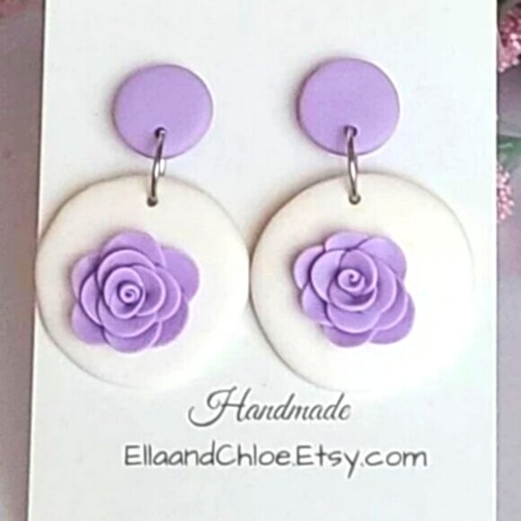 Colourblock Handmade Clay Summer Spring Floral Drop Flower Dangle Earrings - Picture 1 of 1